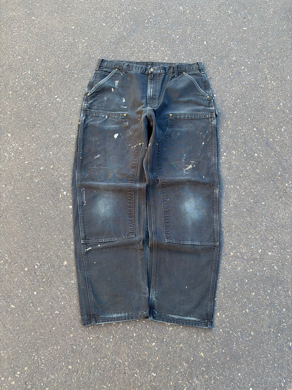 Black Paint Splattered Carhartt Double Knees