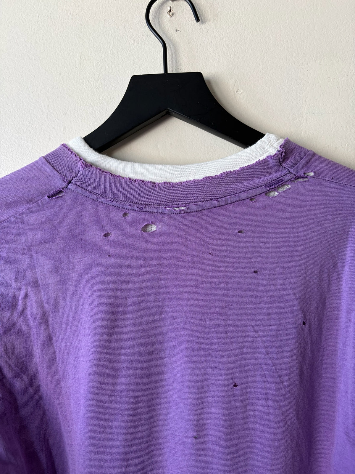 90s Faded Thrashed Purple Pocket Tee With Thermal