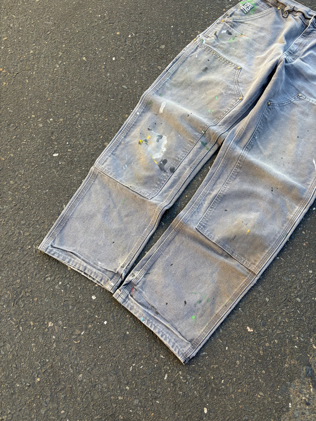 Paint Splattered Grey Carhartt Double Knees