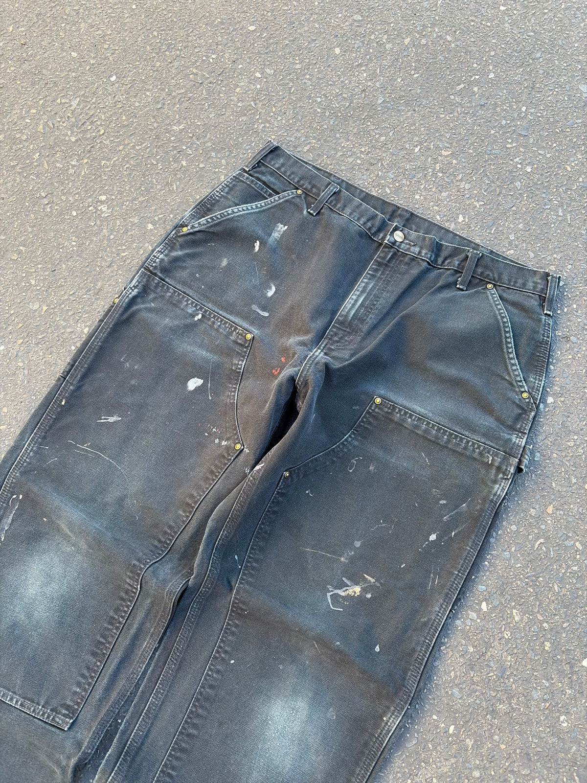 Black Paint Splattered Carhartt Double Knees