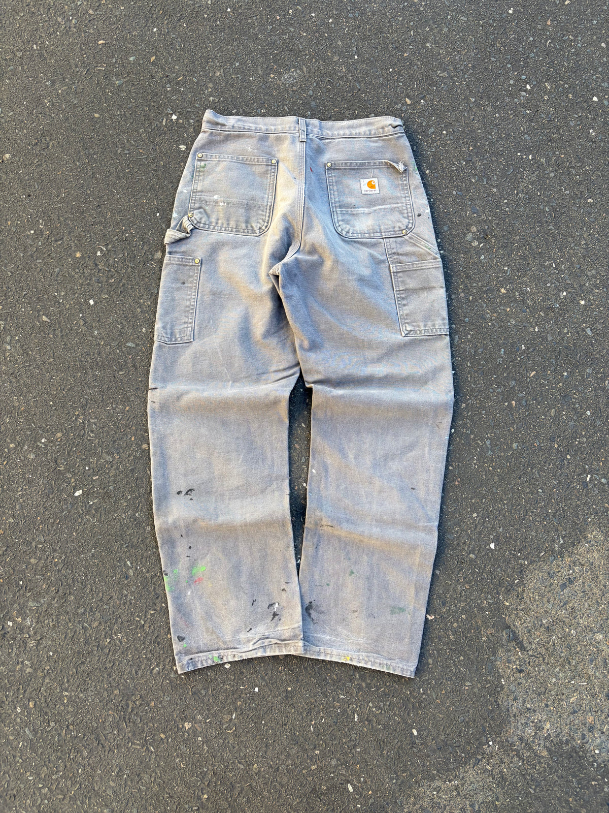 Paint Splattered Grey Carhartt Double Knees