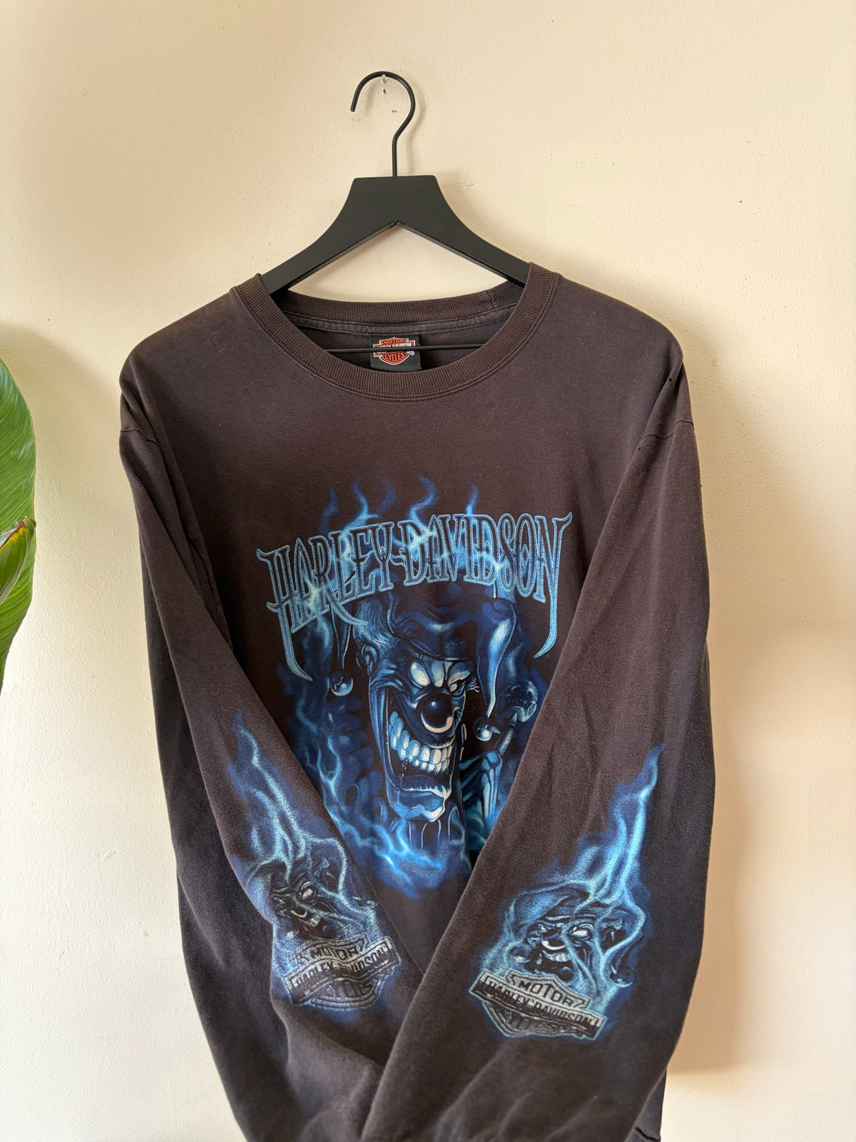 2000s Harley Jester Blue Flame Sleeve Shirt