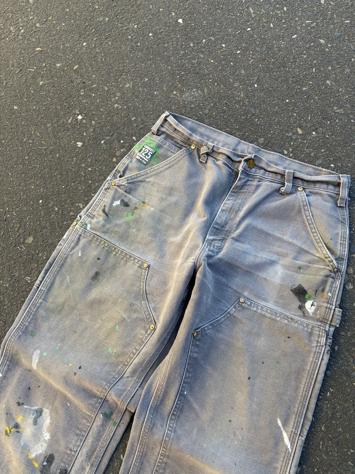 Paint Splattered Grey Carhartt Double Knees