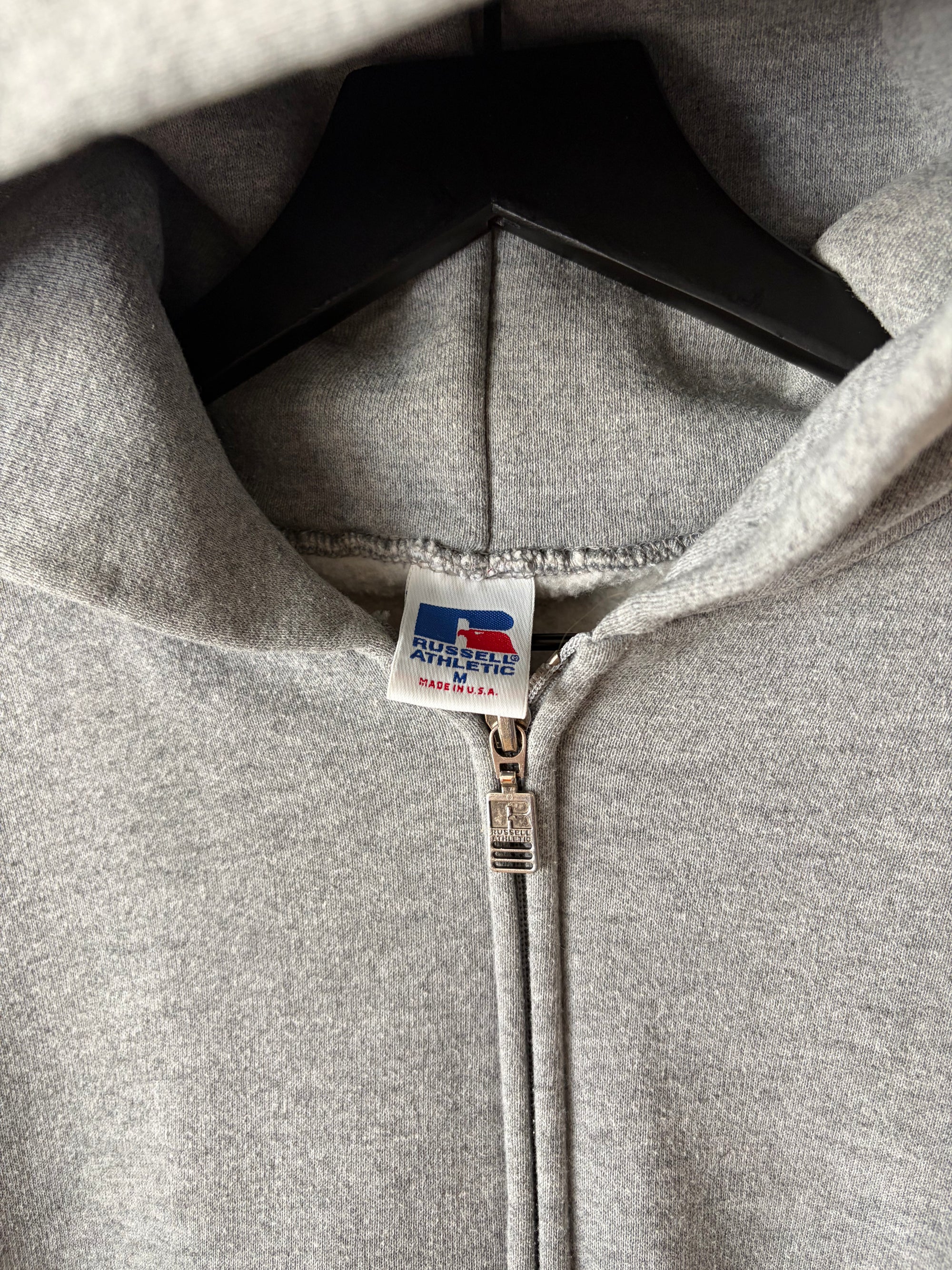 90s Made in USA Grey Russell Athletic Zip Up Hoodie