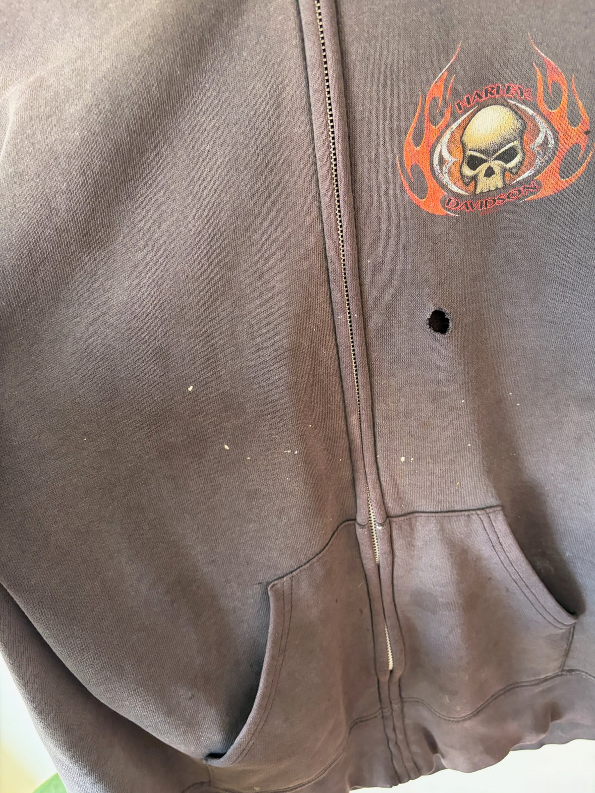 2000s Harley Davidson Sacramento Flame Sleeve Hoodie
