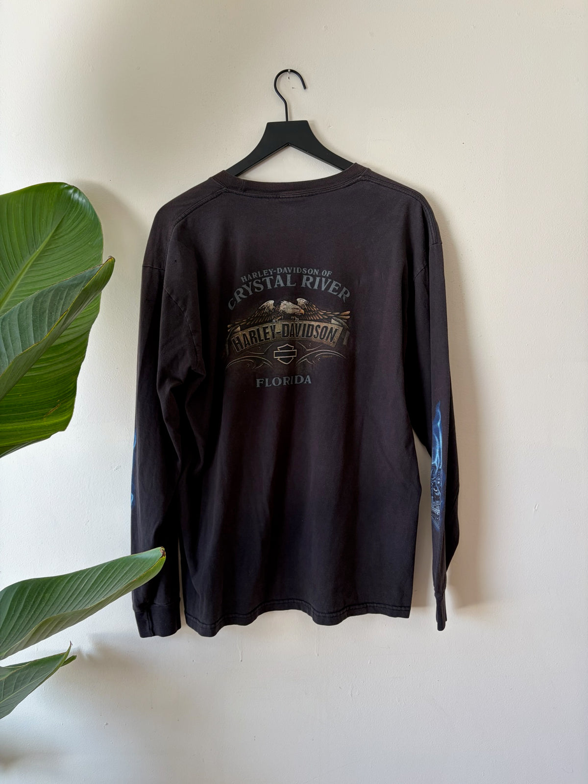 2000s Harley Jester Blue Flame Sleeve Shirt