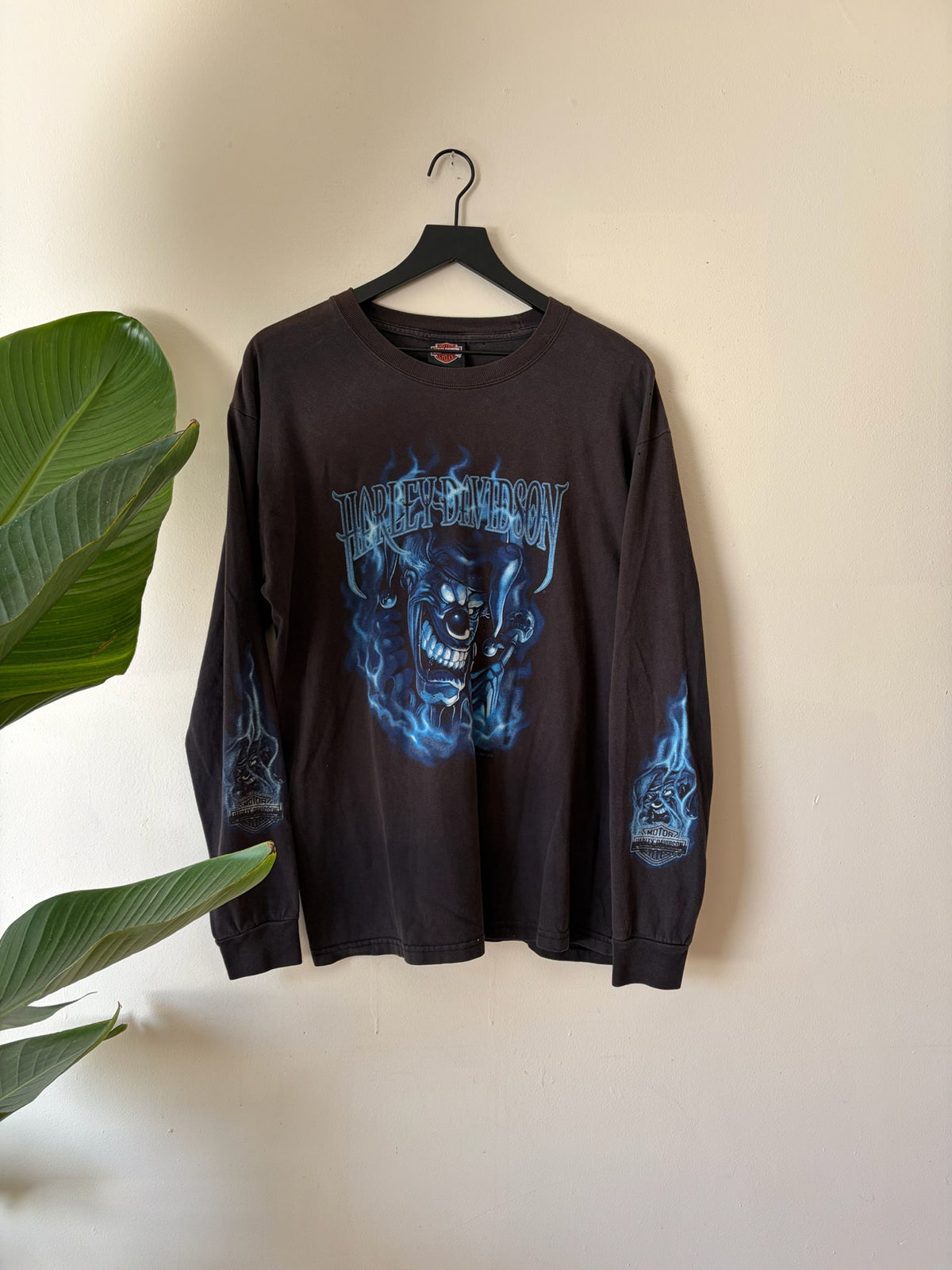 2000s Harley Jester Blue Flame Sleeve Shirt