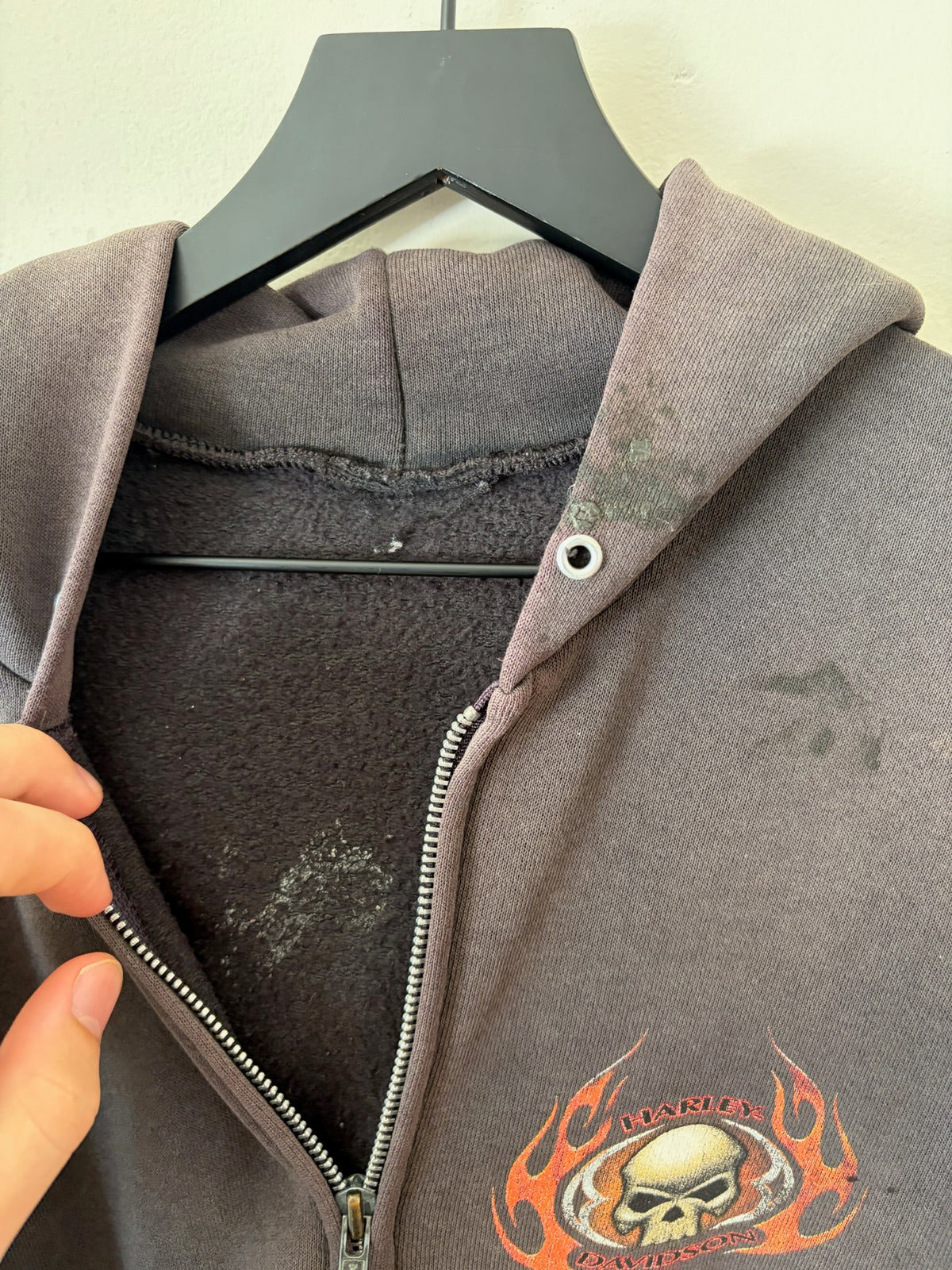 2000s Harley Davidson Sacramento Flame Sleeve Hoodie