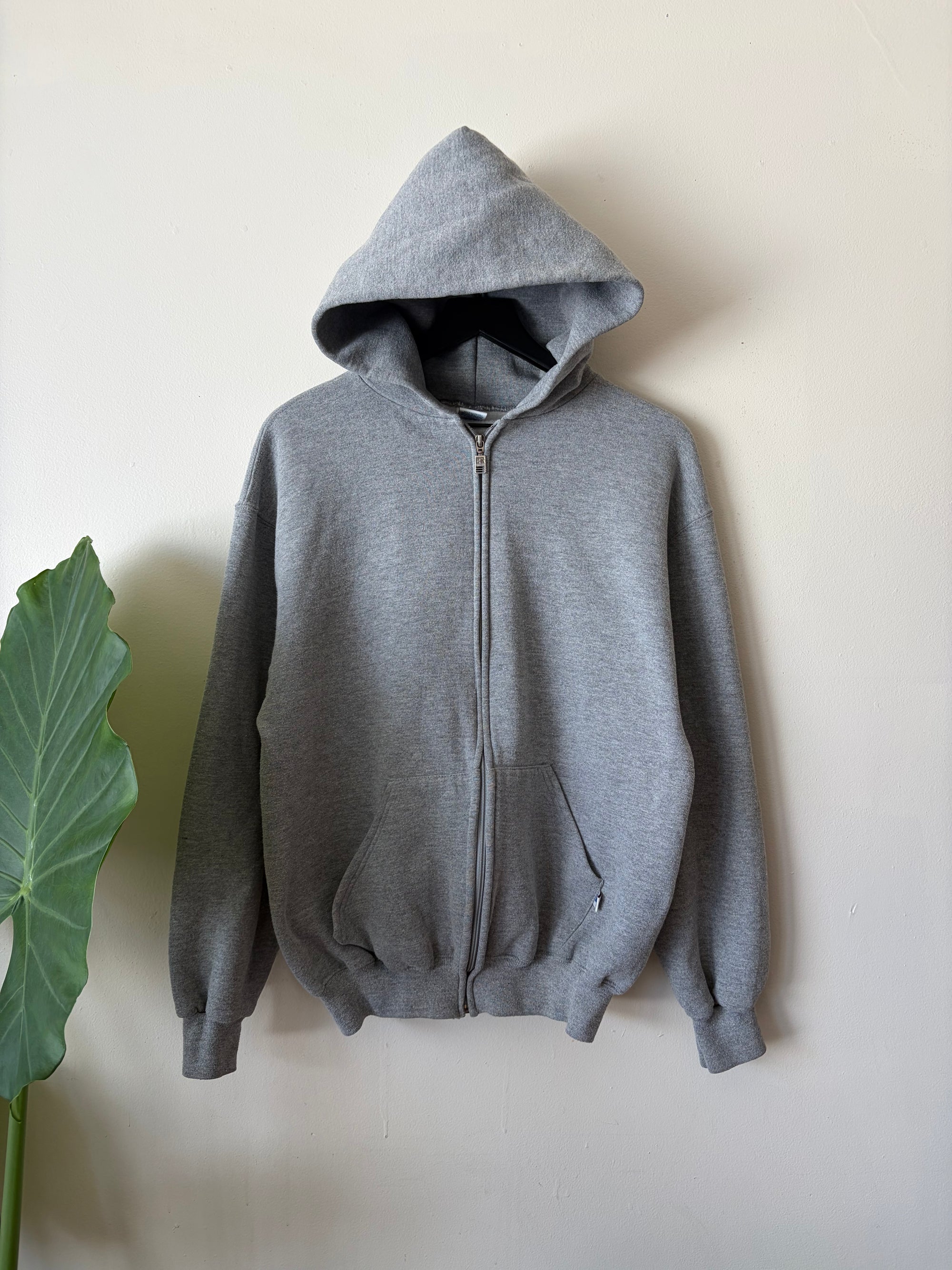 90s Made in USA Grey Russell Athletic Zip Up Hoodie