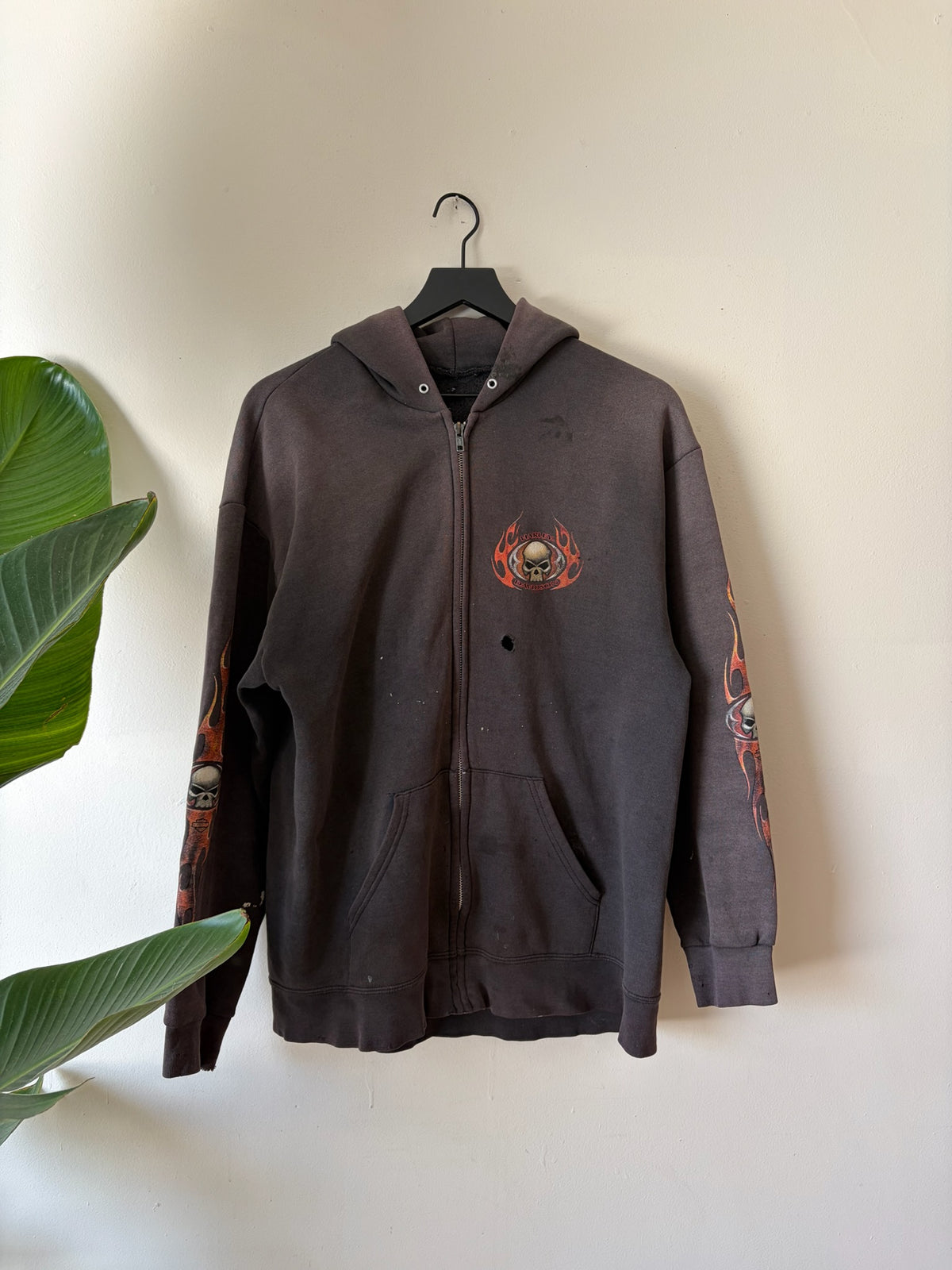 2000s Harley Davidson Sacramento Flame Sleeve Hoodie