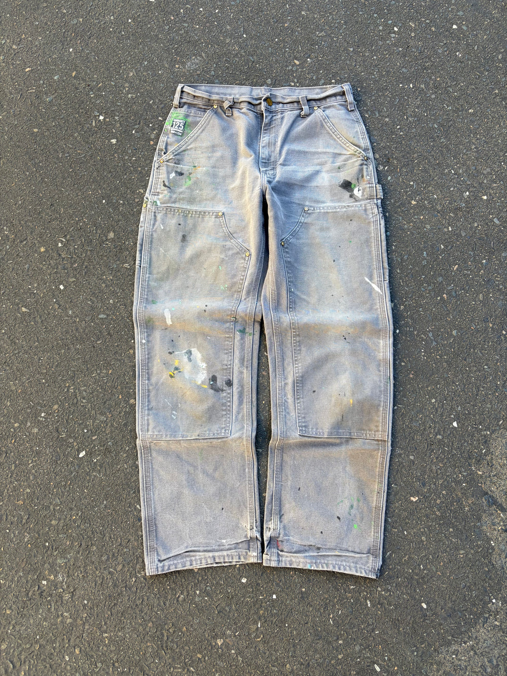 Paint Splattered Grey Carhartt Double Knees