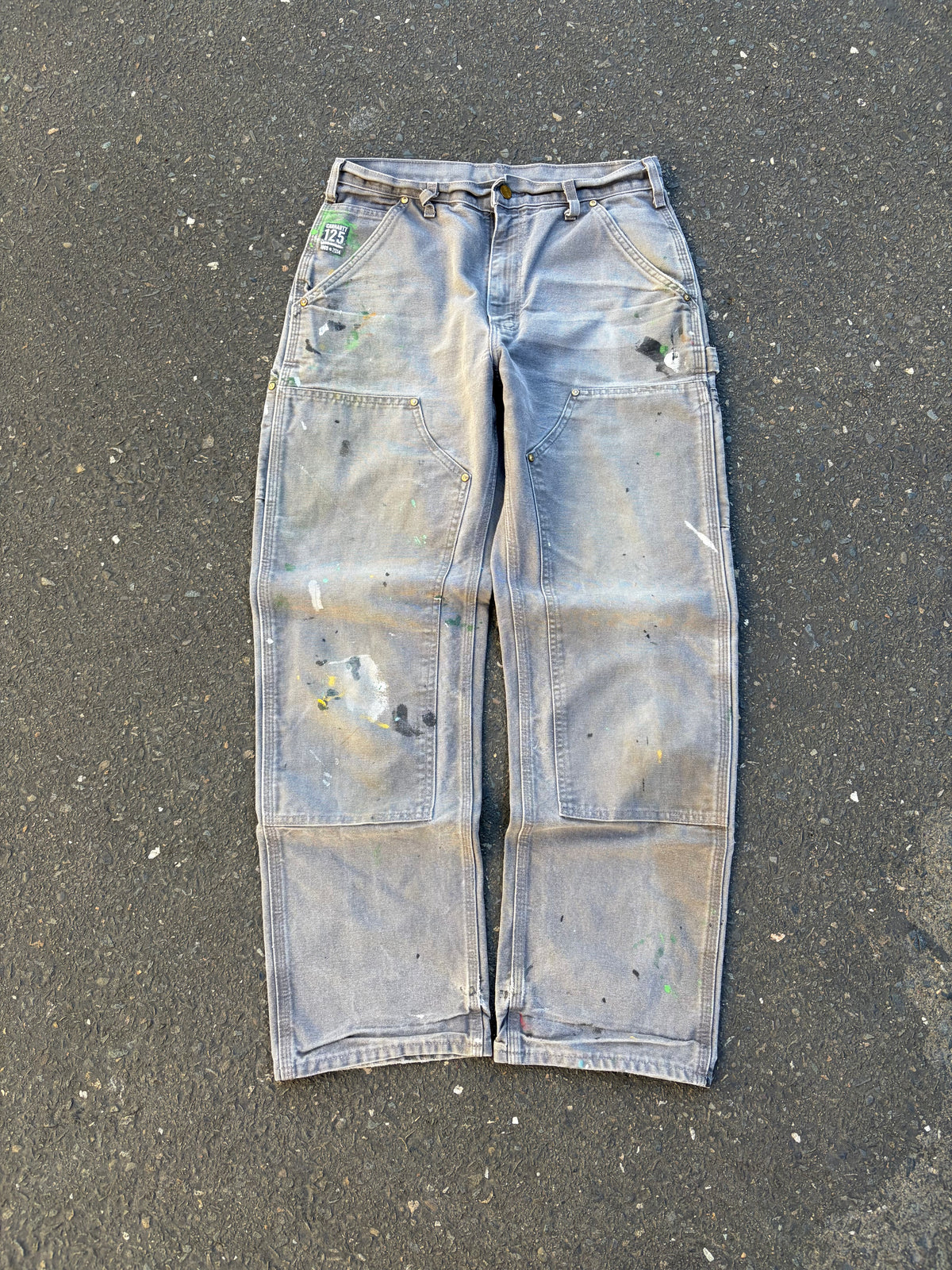 Paint Splattered Grey Carhartt Double Knees