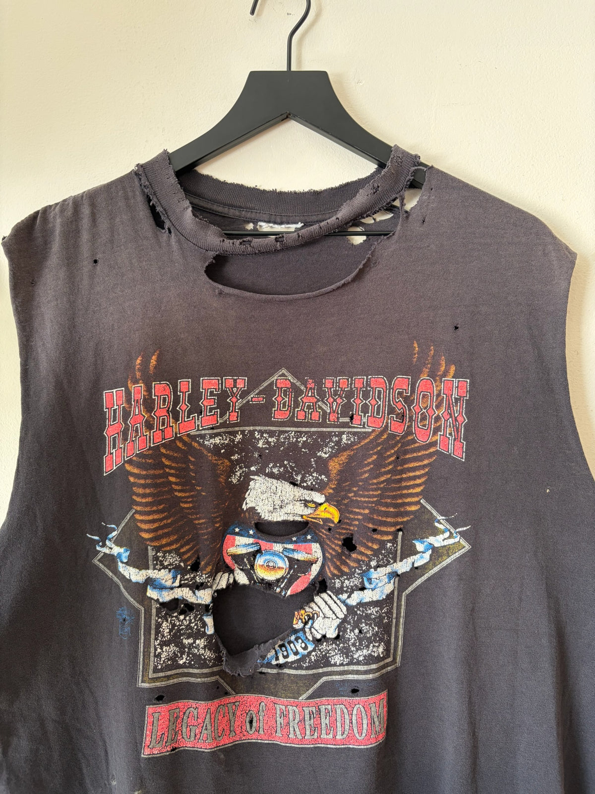 90s Thrashed Harley Davidson Cut-Off shirt