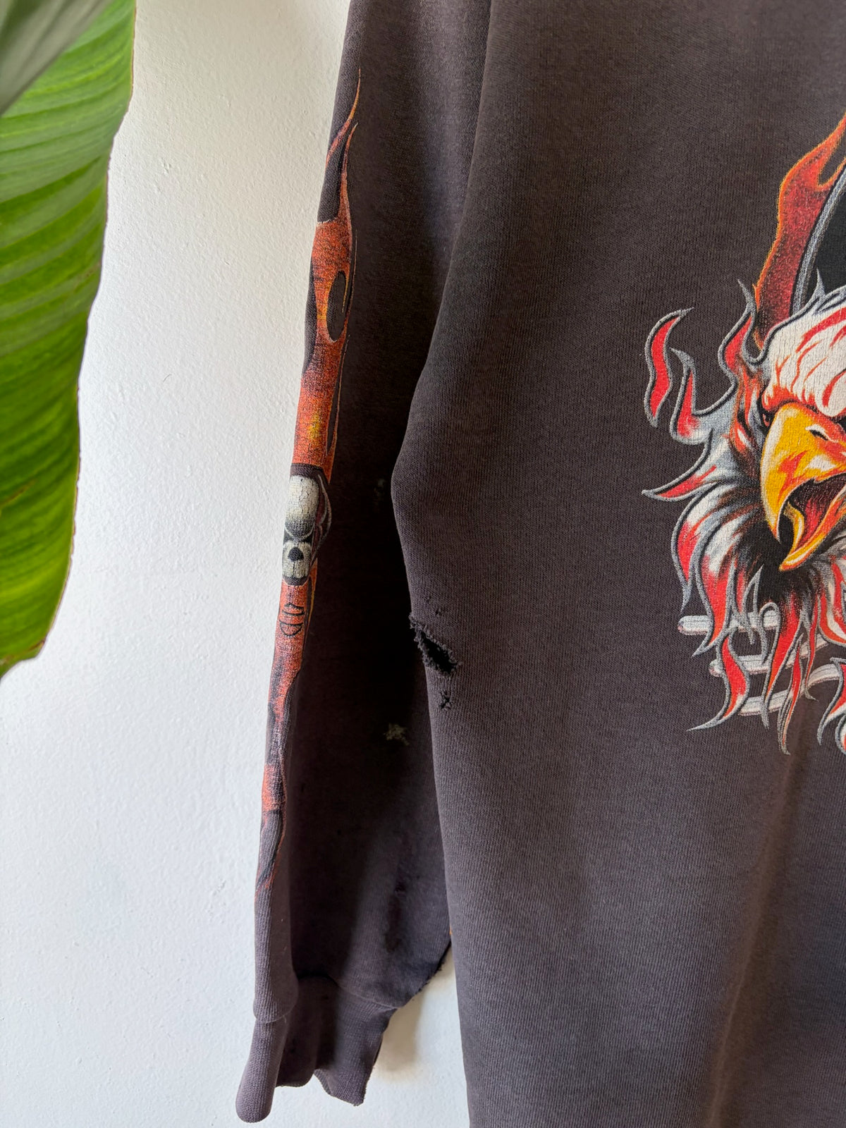 2000s Harley Davidson Sacramento Flame Sleeve Hoodie